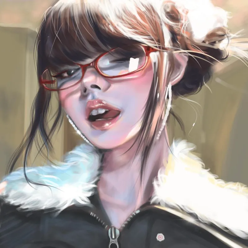 Glasses & fur collar